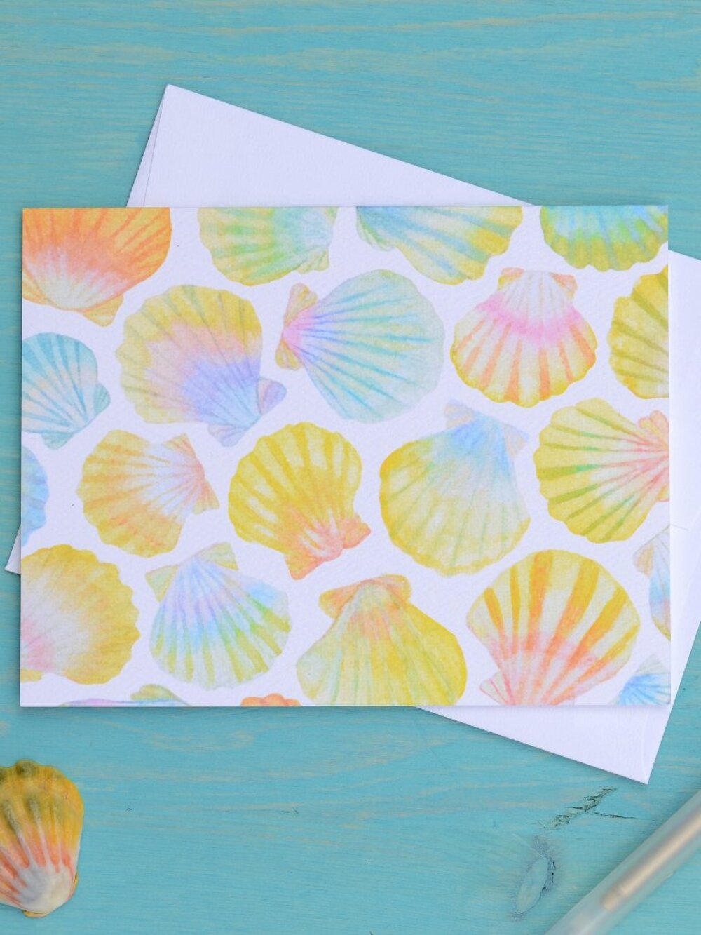 Hawaiian Sunrise Shells Watercolor Greeting Cards